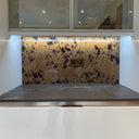 Amber and Black Marble - Textured Splashback - Bespoke - CreoGlass®