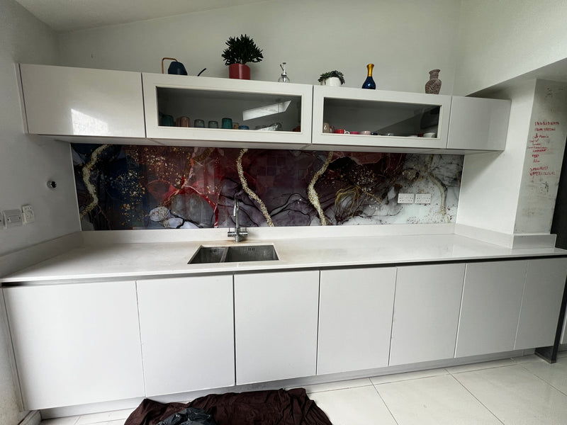 Volcanic Drift – Abstract Printed Splashback – Bespoke - CreoGlass®