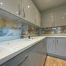 "Elara" - Golden Ember and Blue - Liquid Ink Glass - Bespoke - CreoGlass®