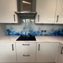 Azure Flame – Abstract Printed Splashback – Bespoke - CreoGlass®