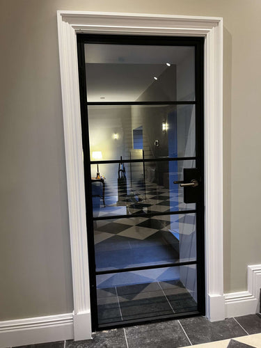 Luxe Grid – Single Hinged Door with Knob and Frame – internal steel and glass door, photo 4