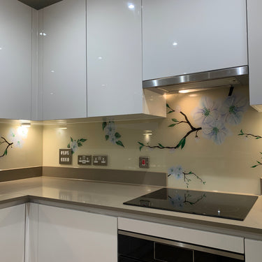 Blossom Branch – Printed Glass Splashback – Bespoke - CreoGlass®