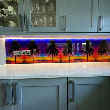 Tropical Sunset – Printed Glass Splashback – Bespoke - CreoGlass®