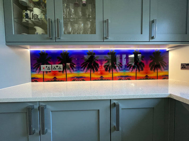 Tropical Sunset – Printed Glass Splashback – Bespoke - CreoGlass®