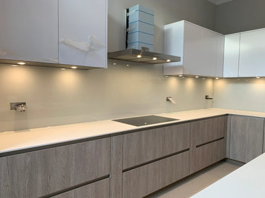 Dove Grey Colour Glass Splashback - Bespoke - CreoGlass®