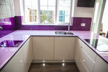 Pure Pink 10mm Glossy Glass Worktop - CreoGlass®