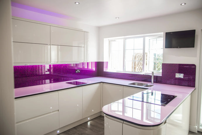 Pure Pink 10mm Glossy Glass Worktop - CreoGlass®