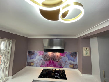 “Sophia” – Amethyst Rose – Liquid Ink Glass Splashback – Bespoke - CreoGlass®