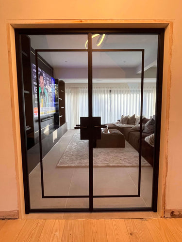 Luxe Line – Double Hinged Glass Door with Knob and Frame – internal steel and glass door, photo 2