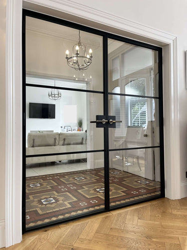 Skyline Frame - Double Hinged Glass Door with Handle and Frame – internal steel and glass door, photo 2