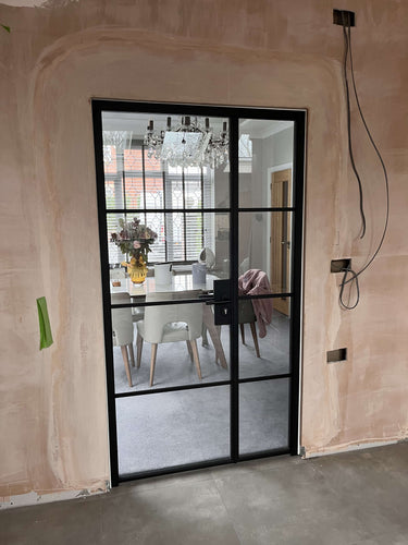 Pure Line - Double Hinged Glass Door with Latch and Frame – internal steel and glass door, photo 1