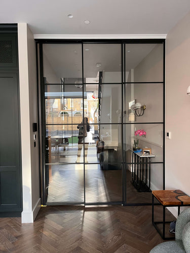 Loft Line – Double Sliding Glass Doors with Two Side Panels – internal steel and glass door, photo 1
