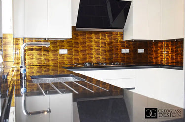Amber Marble - Italian Splashback - Bespoke - CreoGlass®