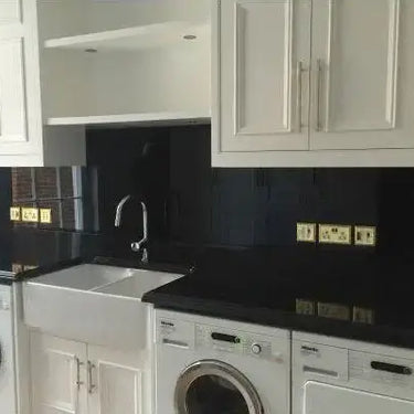 Jet Black Colour Glass Splashback - Bespoke - CreoGlass®