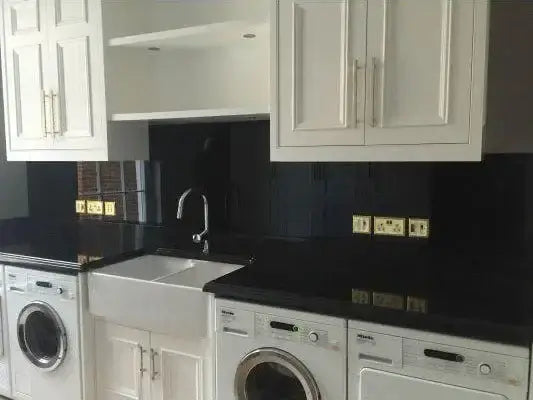 Jet Black Colour Glass Splashback - Bespoke - CreoGlass®