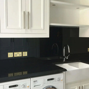 Matt Jet Black Colour Glass Splashback - Bespoke - CreoGlass®
