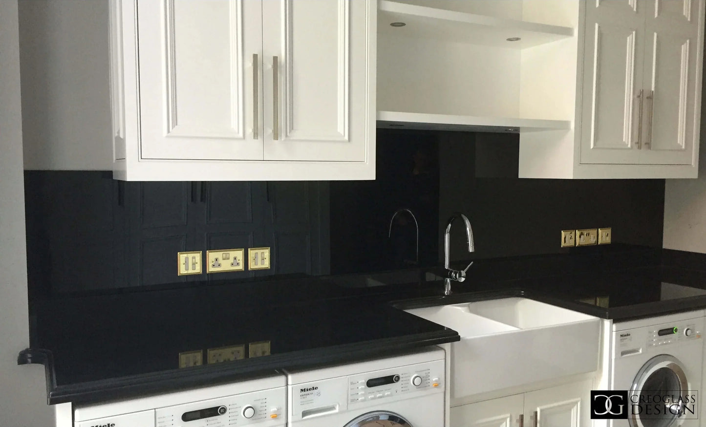 Matt Jet Black Colour Glass Splashback - Bespoke