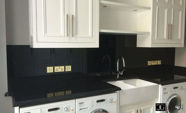 Jet Black Colour Glass Splashback - Bespoke - CreoGlass®