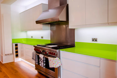 Lime Green 10mm Glossy Glass Worktop - CreoGlass®