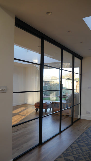 Vista Grid – Double Sliding Glass Door with Two Side Panels – PMF - CreoGlass®