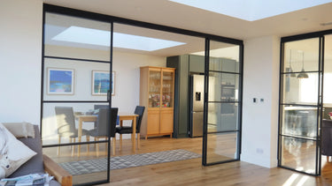 Vista Grid – Double Sliding Glass Door with Two Side Panels – PMF - CreoGlass®