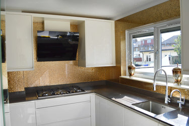 Deep Gold - Mica Splashback - Bespoke - CreoGlass®