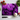 Cutting board with close-up image of purple macaw feathers, surrounded by tomatoes, garlic, and herbs with a kitchen knife