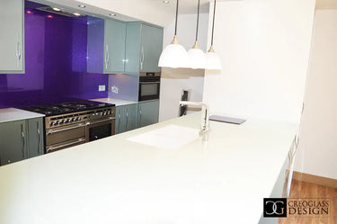 Pure White 10mm Glossy Glass Worktop - CreoGlass®