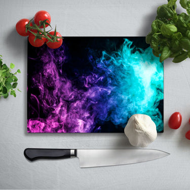 Purple and Blue Smoke Glass Chopping Board and Placemat - CreoGlass®