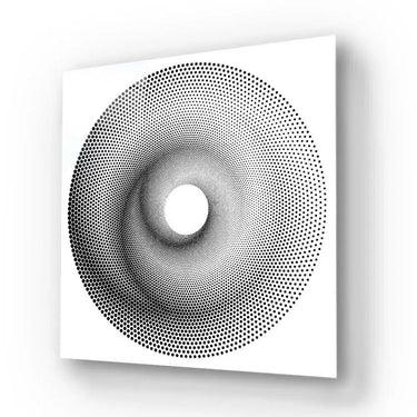 White Abstract Halftone Spiral Glass Wall Art - DIY - CreoGlass®