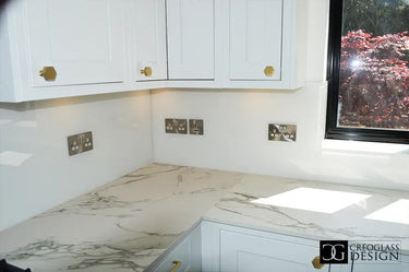White Grey Marble 10mm Silestone Quartz Worktop - CreoGlass®