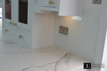White Grey Marble 10mm Silestone Quartz Worktop - CreoGlass®