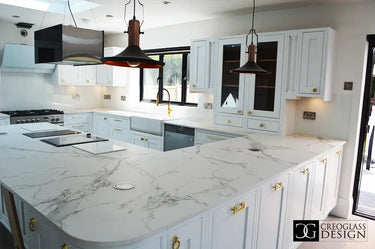 White Grey Marble 10mm Silestone Quartz Worktop - CreoGlass®