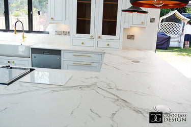 White Grey Marble 10mm Silestone Quartz Worktop - CreoGlass®