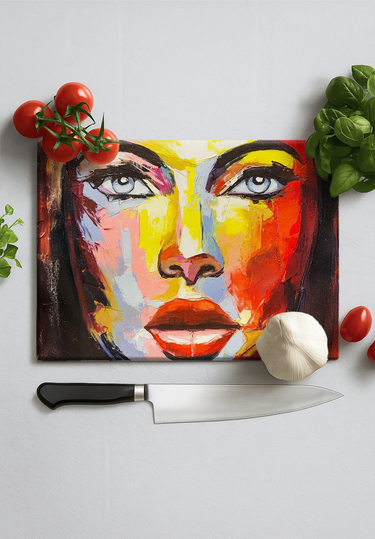 Woman Painting Glass Chopping Board and Placemat - CreoGlass®