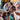 Abstract art with geometric shapes and vibrant colors, ideal for decorative glass designs.