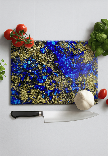 Blue Gold Liquid Ink Extra Glass Chopping Board and Placemat - CreoGlass®