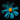 Vibrant teal flower with orange center against black background, showcasing artistic glass design potential