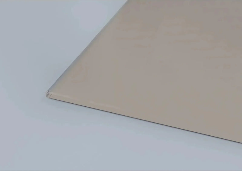 Close-up of sleek, frosted architectural glass panel with clean edge detail for modern interiors