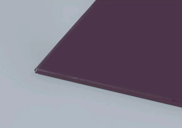 Purple architectural glass panel with polished edge for bespoke interior design