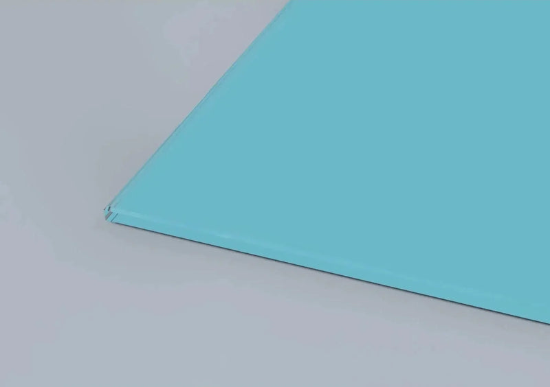 Turquoise architectural glass panel with polished edge for modern interior design
