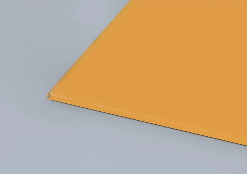 Vibrant orange architectural glass panel with polished edge for modern interiors