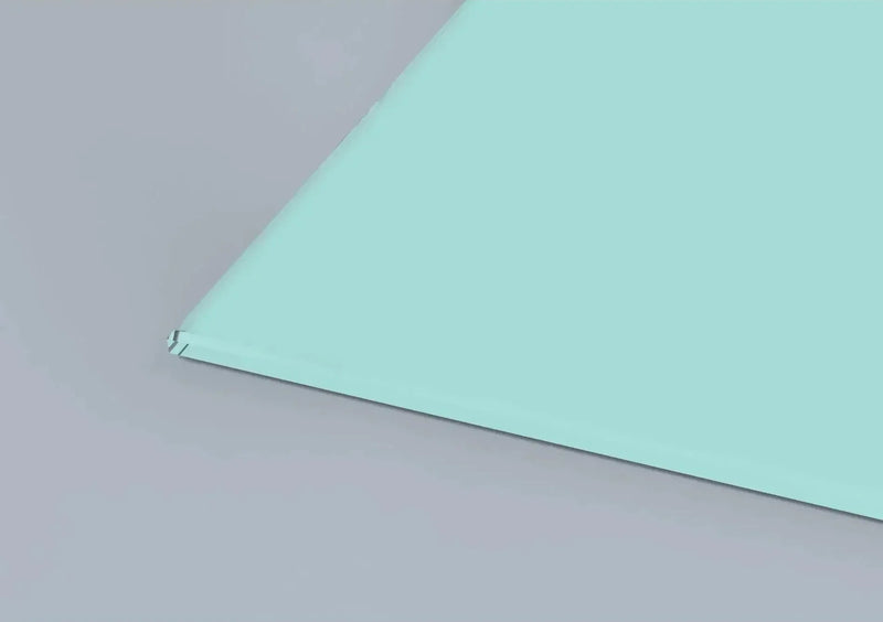Mint green architectural glass panel with polished edge for modern interiors