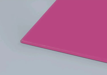 Vibrant pink architectural glass panel with polished edge, ideal for bespoke decorative or LED backlit installations.