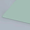 Smooth mint green architectural glass panel with polished edge, ideal for modern interiors and bespoke installations.