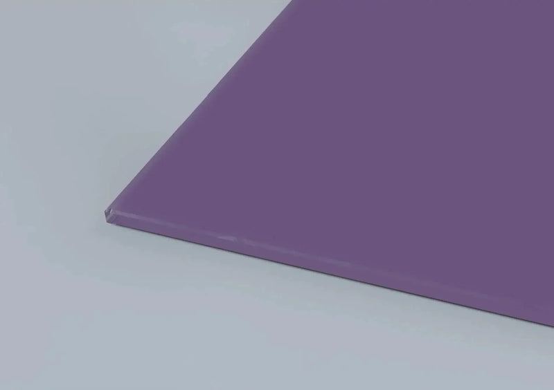Purple architectural glass panel with polished edge for modern interiors