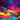 Vibrant abstract glass art with rainbow colors, ideal for decorative glass and LED backlit installations.