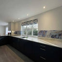 "Anne" - Blue Lilac - Liquid Ink Glass Splashback - Bespoke - CreoGlass®