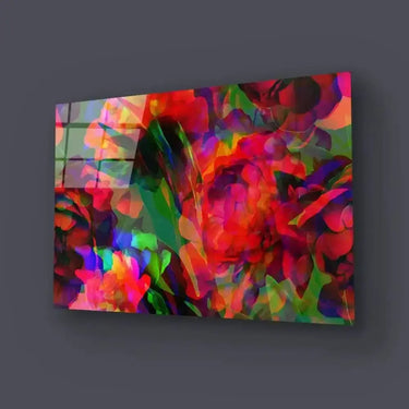 Graphic Floral Seamless Pattern Pink Red Peonies Glass Wall Art - DIY - CreoGlass®