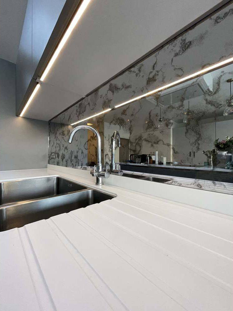 Antique Toughened Mirror - Silver - splashback - 8 - Bespoke